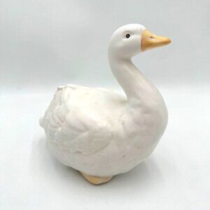 Enesco Christmas Goose White Ceramic Figurine - Vintage 1988 6.5" tall